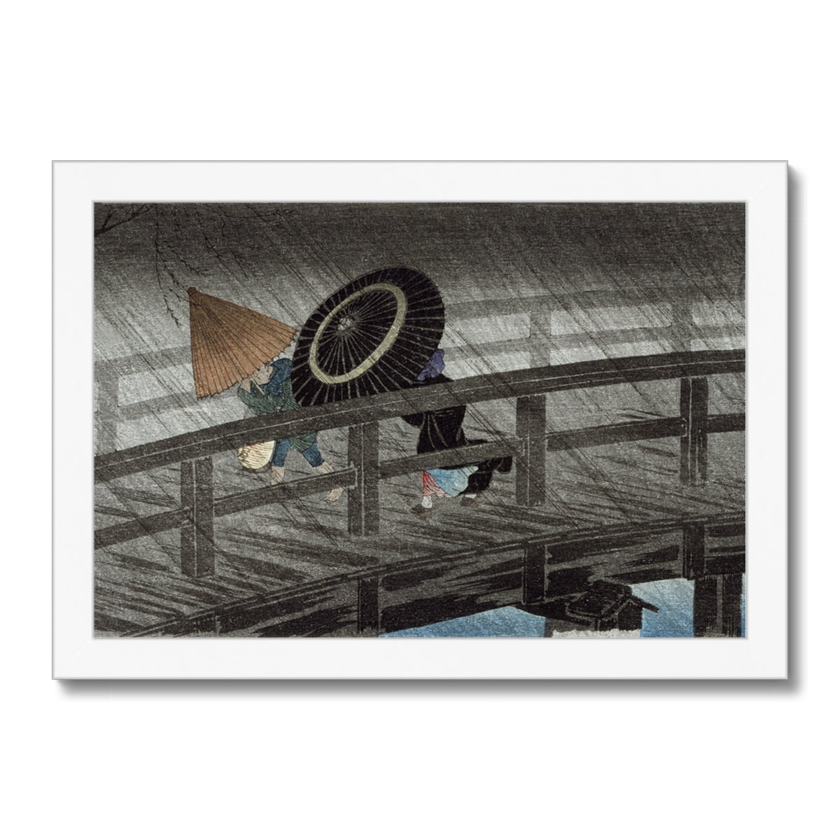 Rain on Izumi Bridge Framed Print