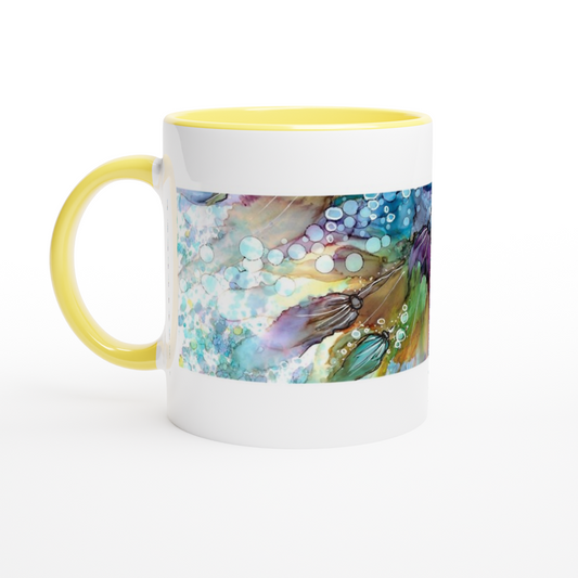 Abstract Flower | White 11oz Ceramic Mug with Color Inside